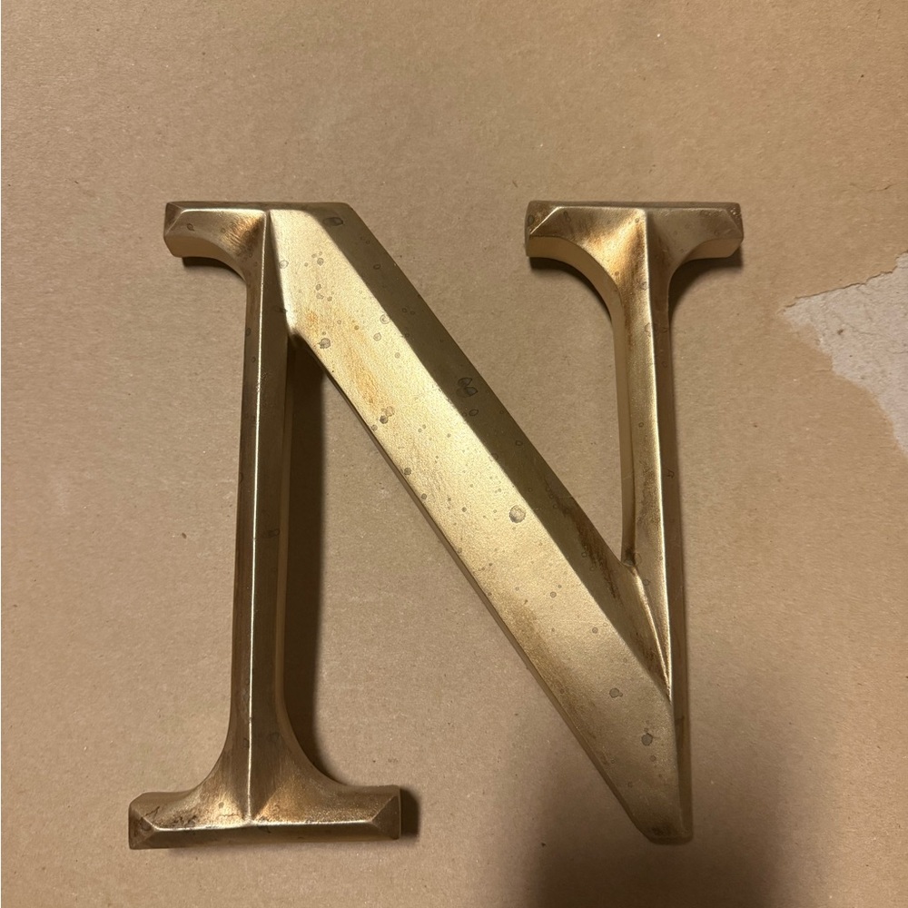 Gold Metal Letter N Decor
